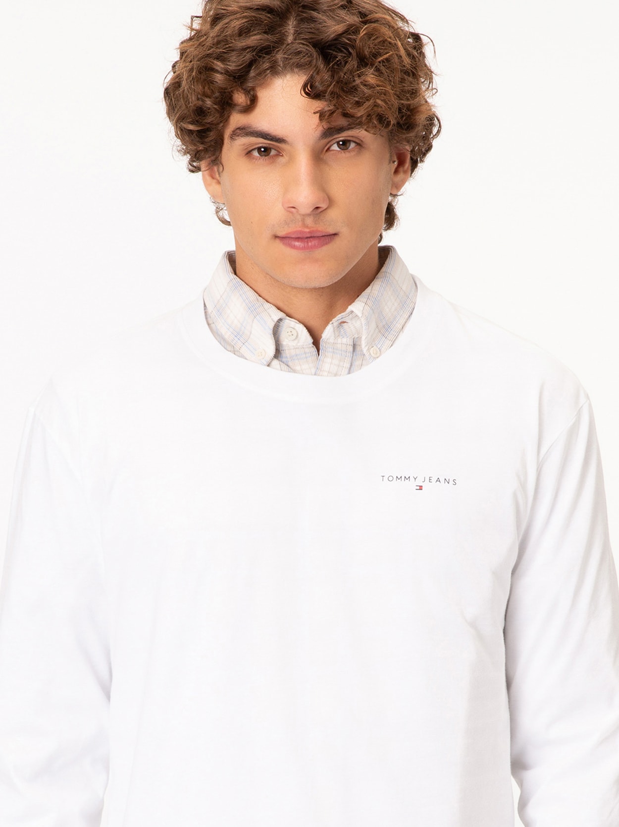Camiseta de manga comprida slim com logo linear