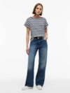 Camiseta Global Stripe Botão Gola Canoa