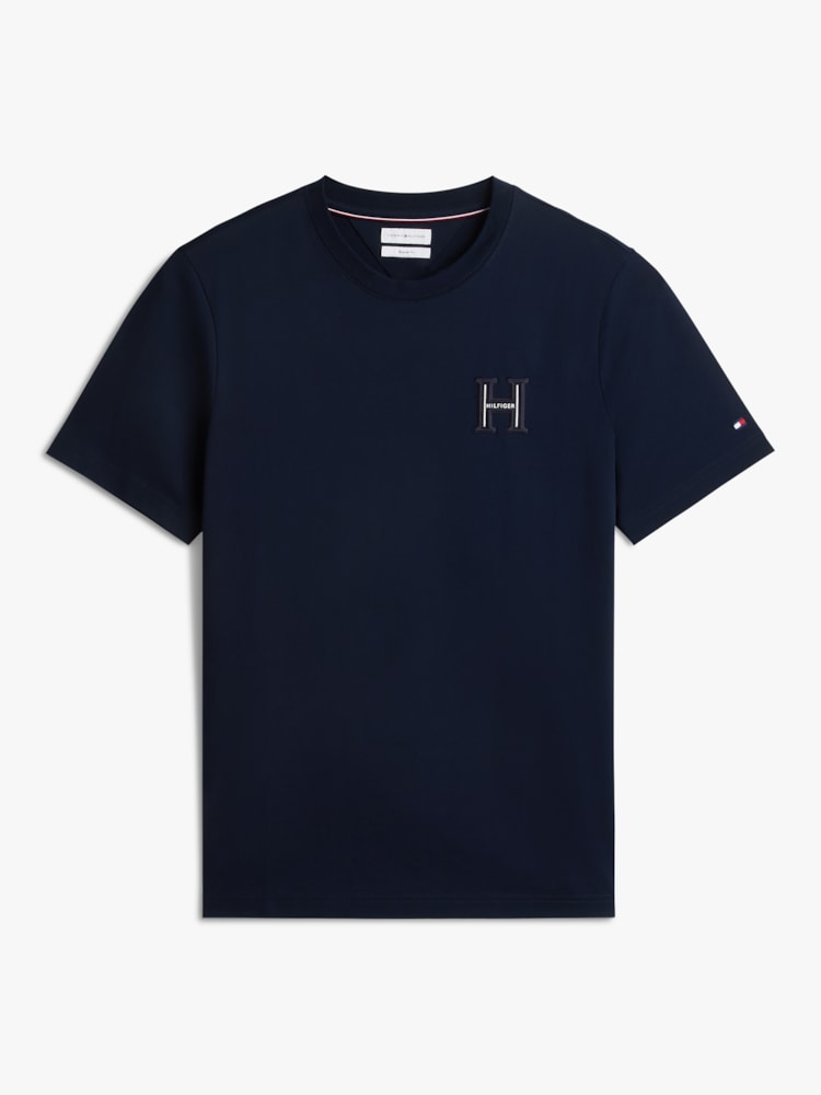 Camiseta Gola C com Bordado de Logo Varsity