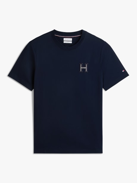 Camiseta Gola C com Bordado de Logo Varsity