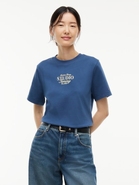 Camiseta Gola C em Interlock com Logo