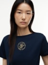 Camiseta Gola Canoa e Logo em Lurex