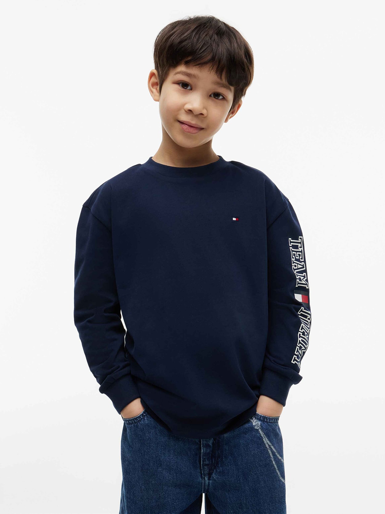 Camiseta Infantil Manga Longa Logo Tommy Hilfiger