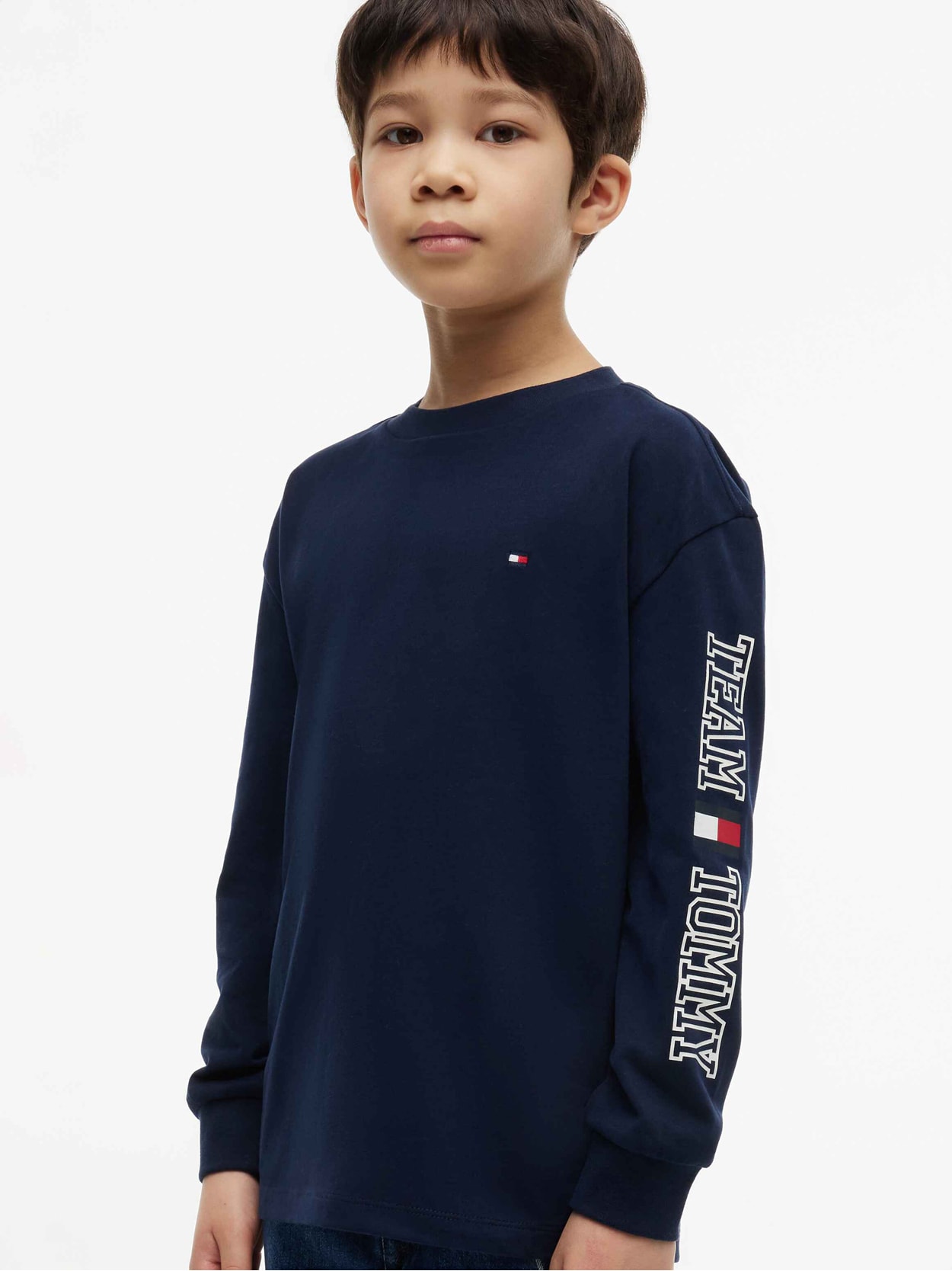 Camiseta Infantil Manga Longa Logo Tommy Hilfiger