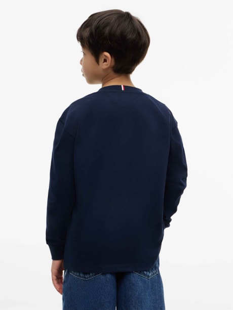 Camiseta Infantil Manga Longa Logo Tommy Hilfiger