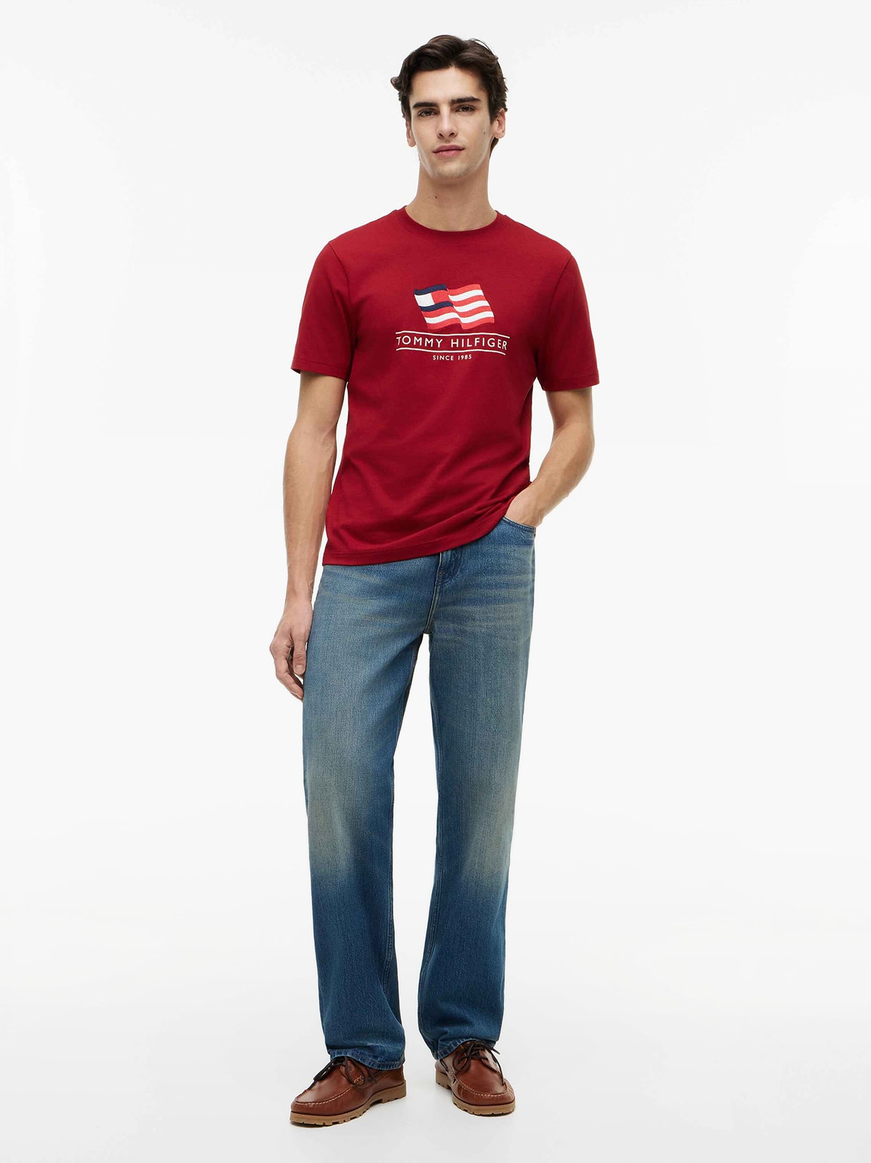 Camiseta Jersey com Estampa de Bandeira Ondulada