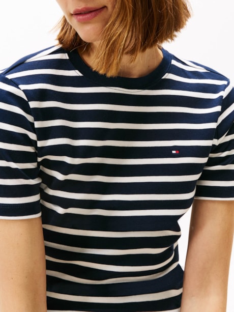 Camiseta Listrada Gola C Slim Fit