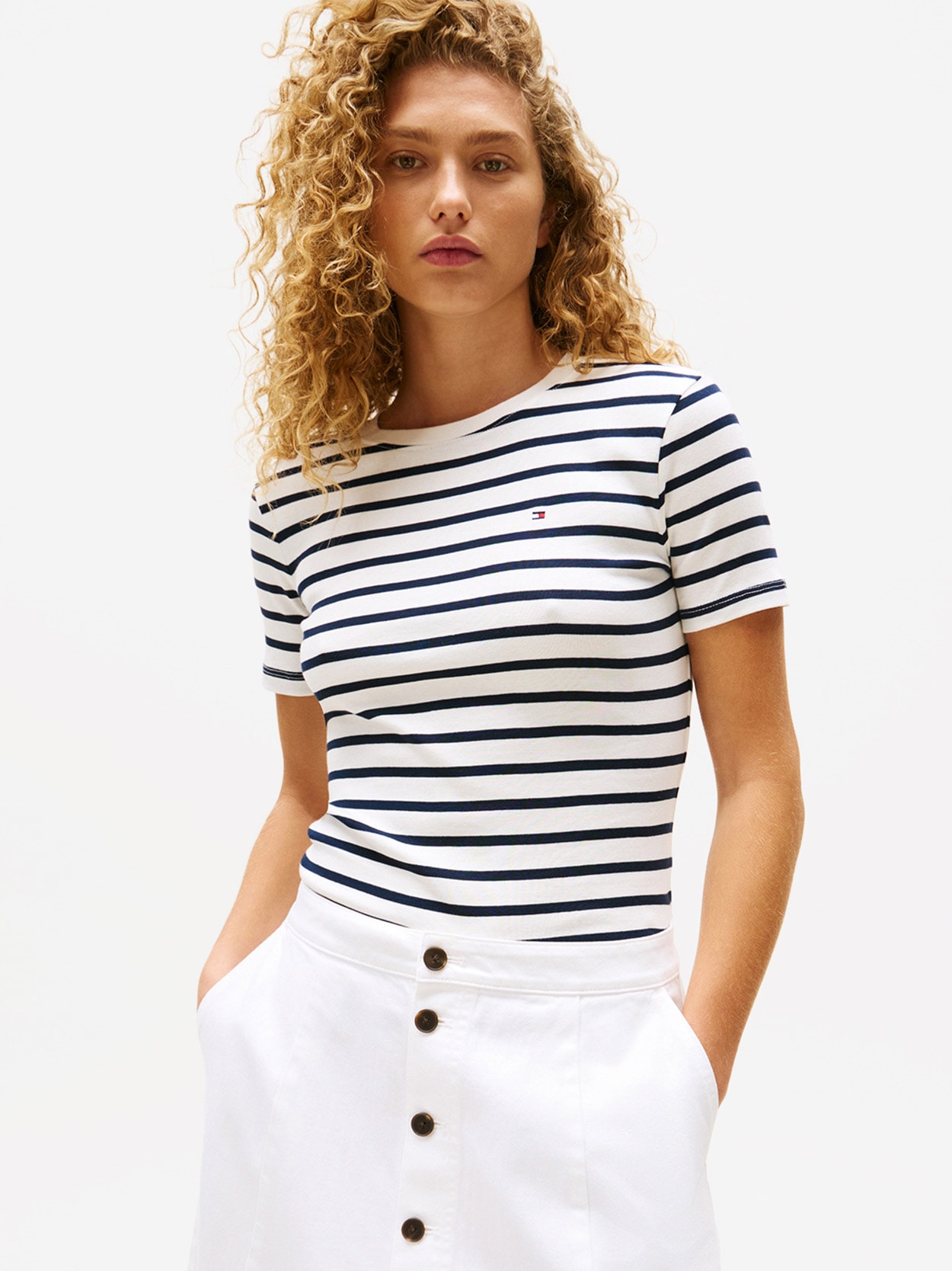 Camiseta Listrada Gola C Slim Fit