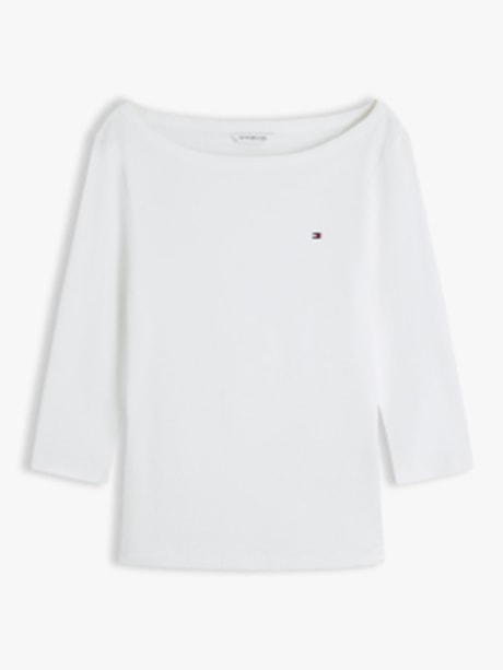 Camiseta Manga três-quartos Gola Canoa Slim