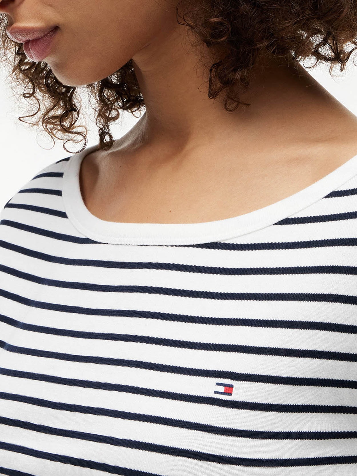 Camiseta Manga três-quartos Gola Canoa Slim