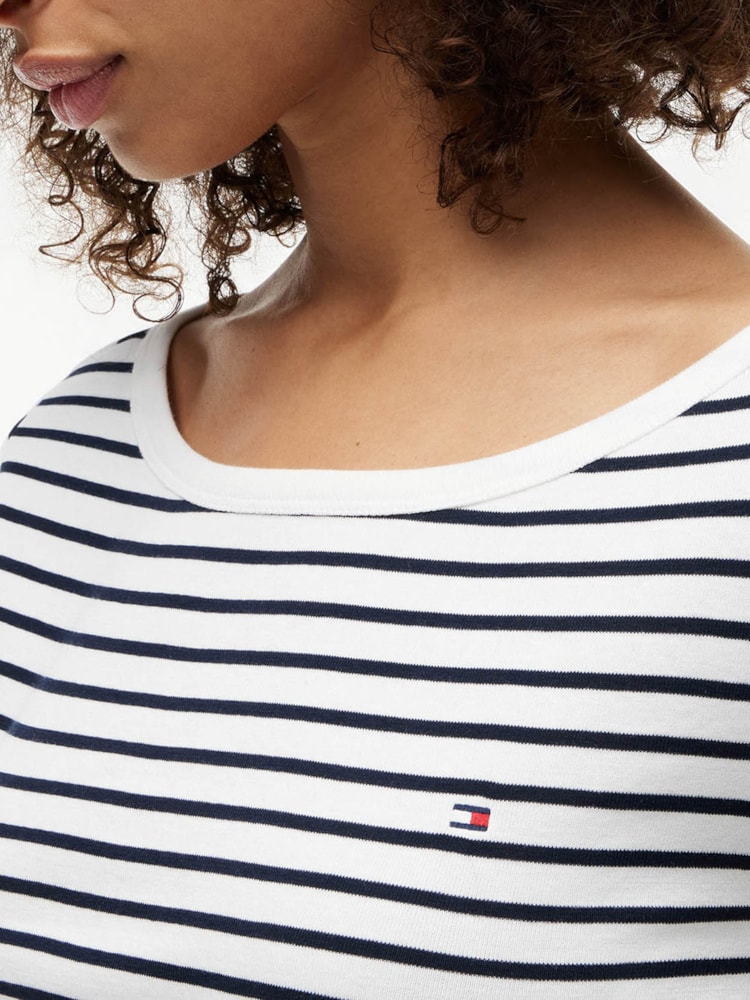 Camiseta Manga três-quartos Gola Canoa Slim