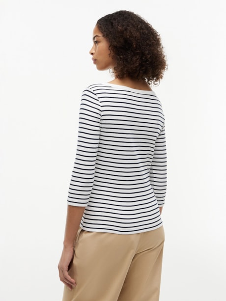 Camiseta Manga três-quartos Gola Canoa Slim