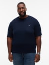 Camiseta Plus Gola C com Bordado de Bandeira