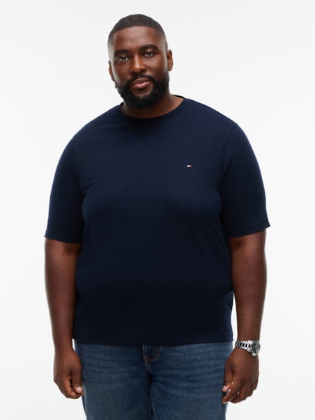 Camiseta Plus Gola C com Bordado de Bandeira