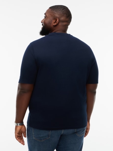 Camiseta Plus Gola C com Bordado de Bandeira