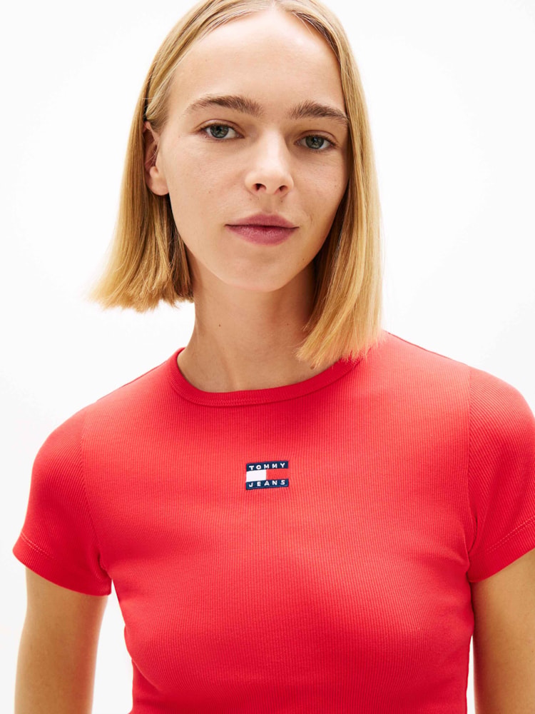Camiseta Slim Canelada Tommy Badge