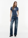 Camiseta Slim com Crest Lavado