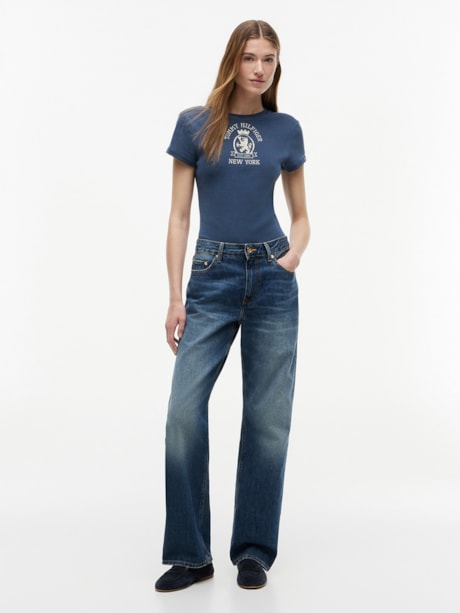 Camiseta Slim com Crest Lavado