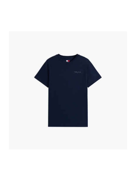 Camiseta Slim com Gola Redonda e Logo Linear