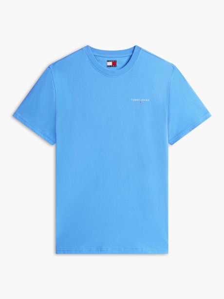 Camiseta Slim com Gola Redonda e Logo Linear