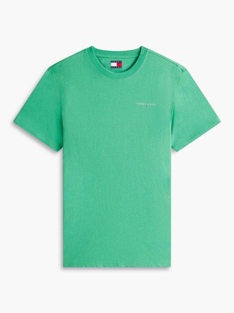 Camiseta Slim com Gola Redonda e Logo Linear