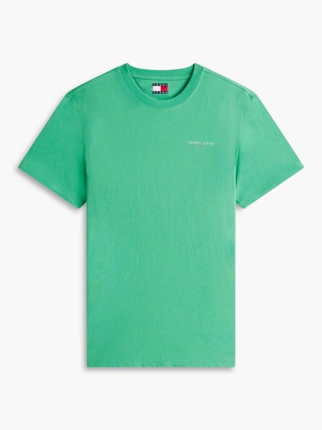Camiseta Slim com Gola Redonda e Logo Linear
