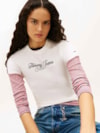Camiseta Slim de ribana com Logo cursivo 