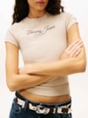 Camiseta Slim de ribana com Logo cursivo