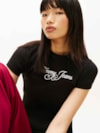 Camiseta Slim de ribana com Logo cursivo 