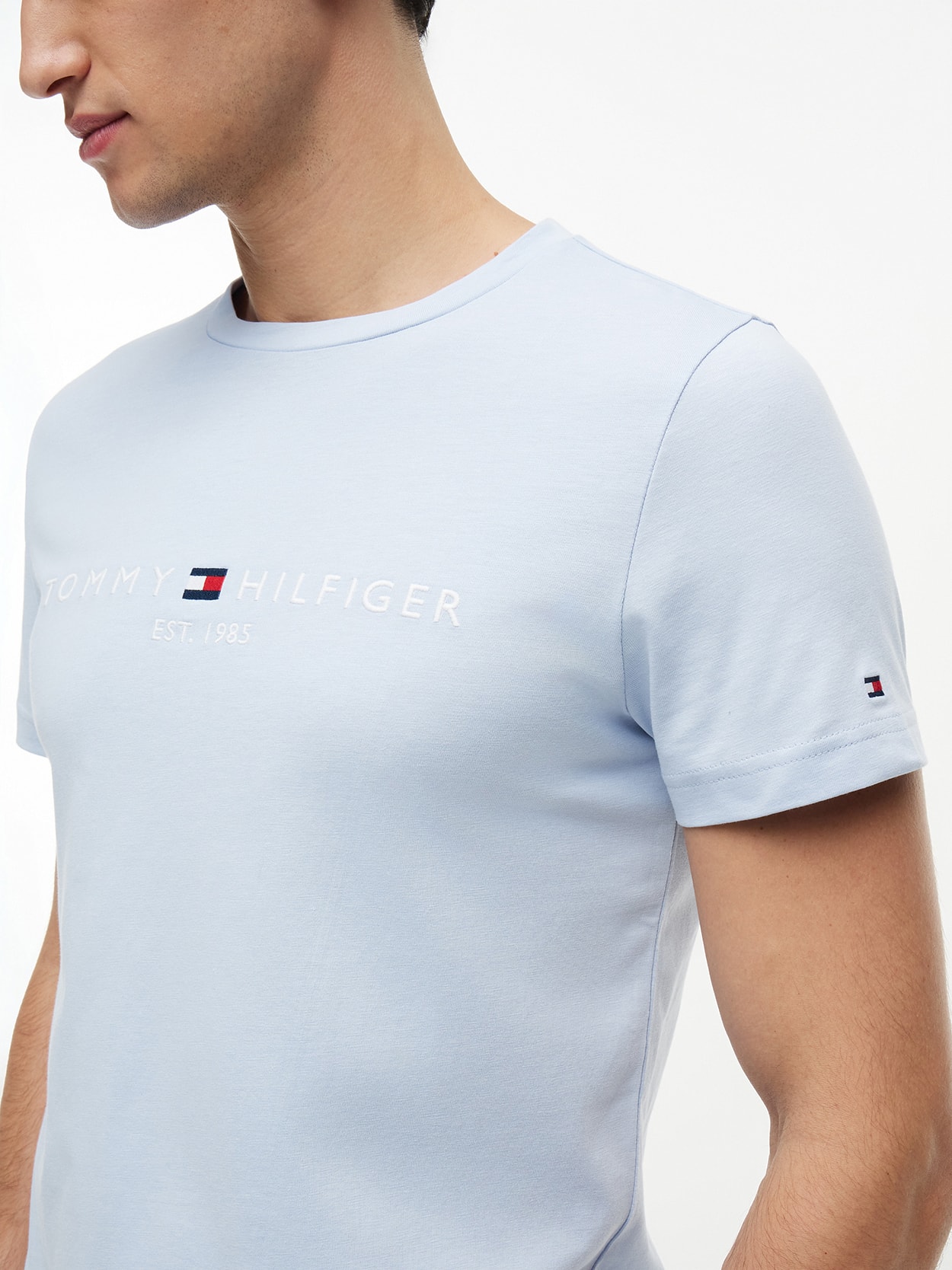 Camiseta Slim Jersey com Bordado de Logotipo