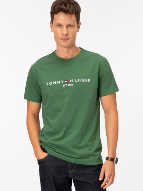 Camiseta Slim Jersey com Bordado de Logotipo
