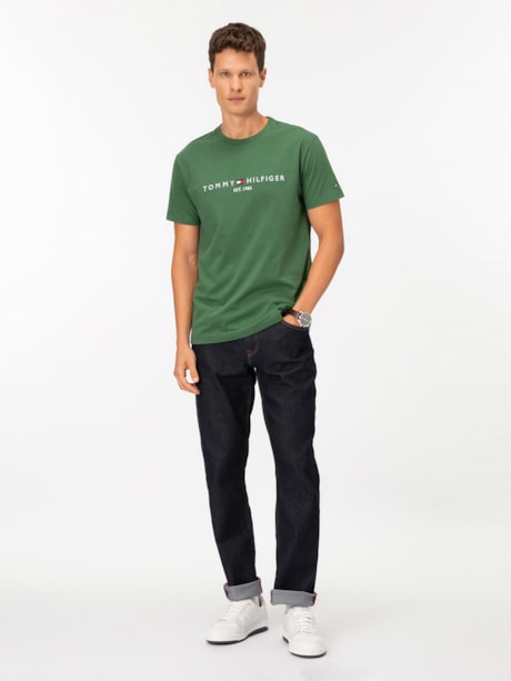 Camiseta Slim Jersey com Bordado de Logotipo