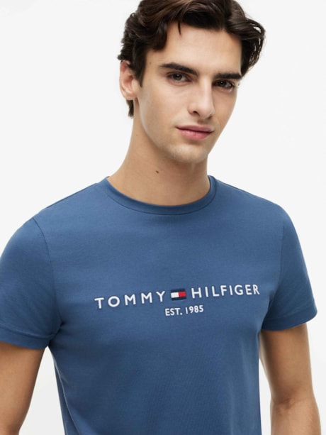 Camiseta Slim Jersey com Bordado de Logotipo
