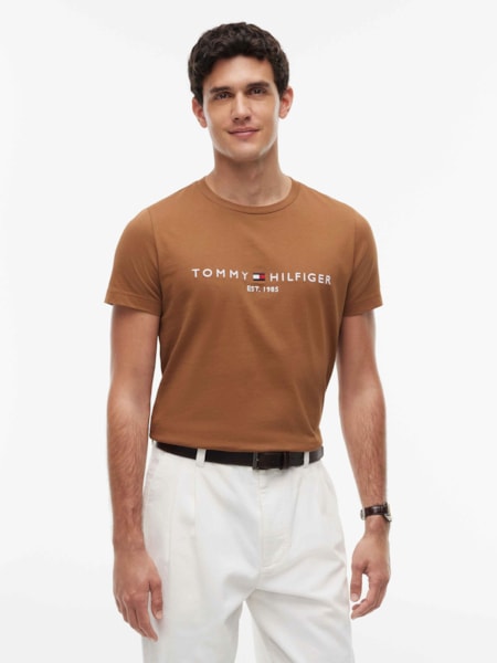 Camiseta Slim Jersey com Bordado de Logotipo