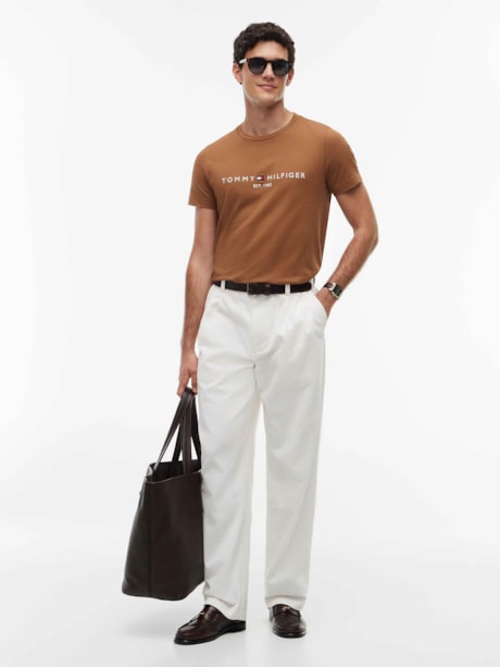 Camiseta Slim Jersey com Bordado de Logotipo