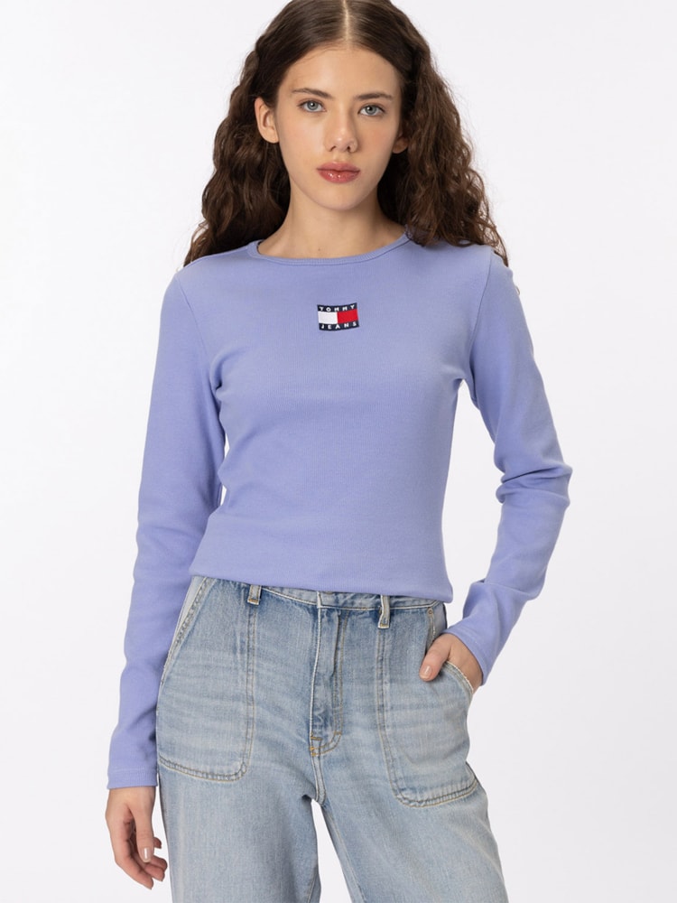 Camiseta Tommy Badge Slim de Manga Longa