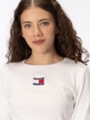Camiseta Tommy Badge Slim de Manga Longa