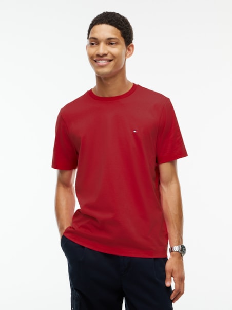 Camiseta Tommy Hilfiger em Algodão Pima com Gola C