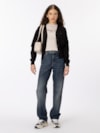 Cardigan com Fehamento de Botão e Logo Bordado