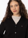Cardigan com Fehamento de Botão e Logo Bordado