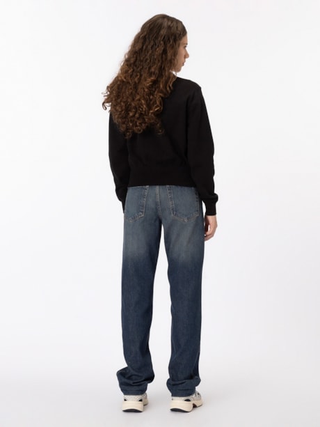 Cardigan com Fehamento de Botão e Logo Bordado