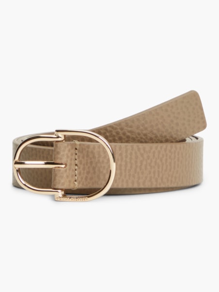 Cinto de Couro Pebble Grain com Fivela Dupla