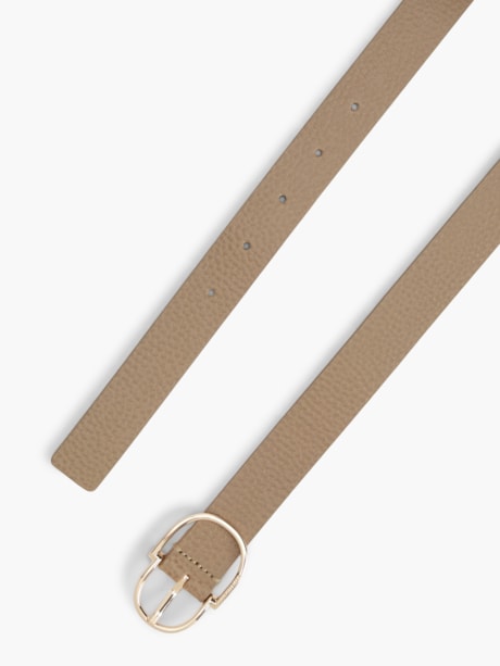Cinto de Couro Pebble Grain com Fivela Dupla