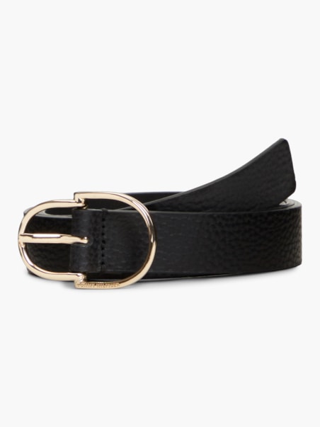 Cinto de Couro Pebble Grain com Fivela Dupla