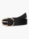 Cinto de Couro Pebble Grain com Fivela Dupla