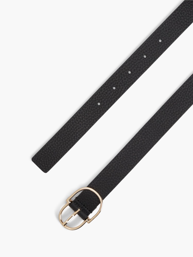 Cinto de Couro Pebble Grain com Fivela Dupla