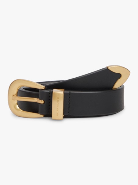 Cinto de Couro Western com Fivela Arredondada