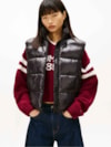 Colete Puffer Brilhante com Bandeira Bordada