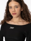 Cropped tommy jeans ombro a ombro com aplicação metalizada