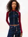Jaqueta Colorblock de Tricot Canelado com Manga Raglan